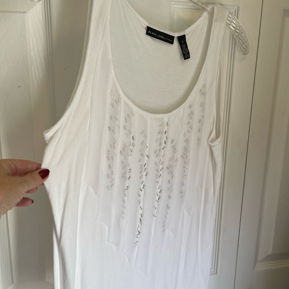 Tank top with silver beaded decorations